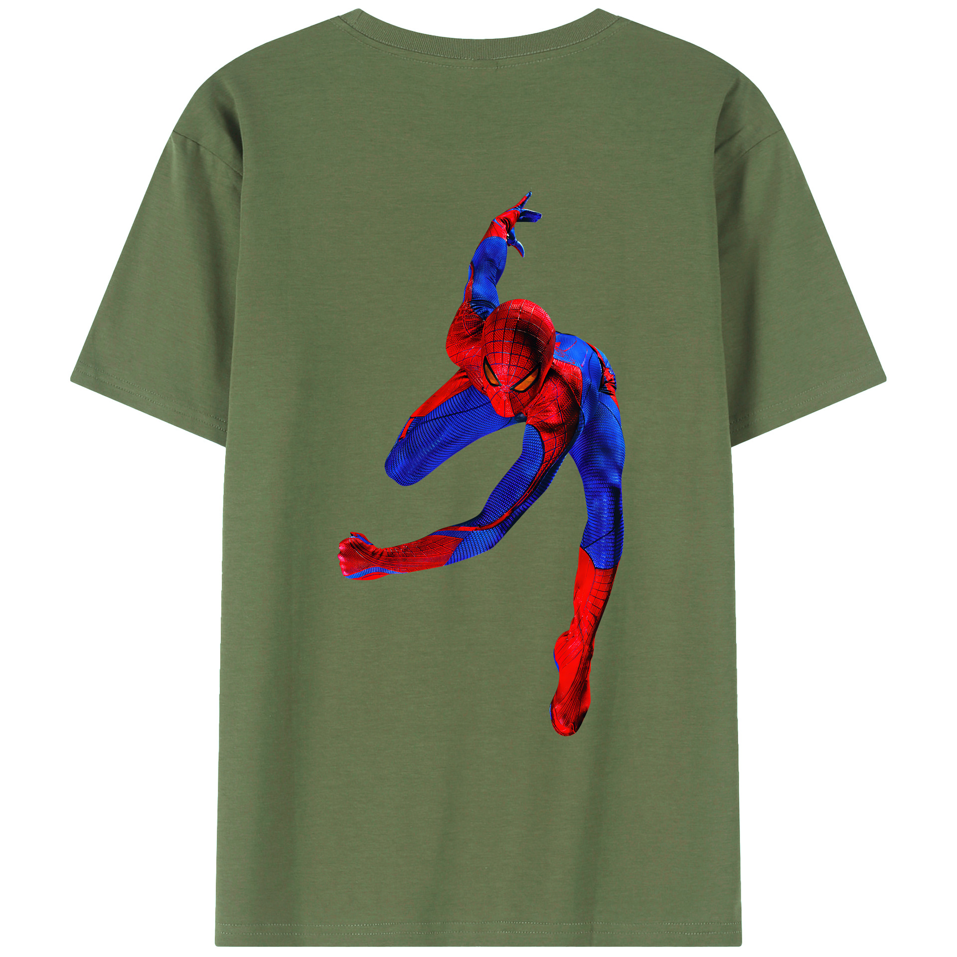 （画像用） Spider Man スパイダーマン 綿100％ メンズ半袖Tシャツ（バックプリント） 通気性